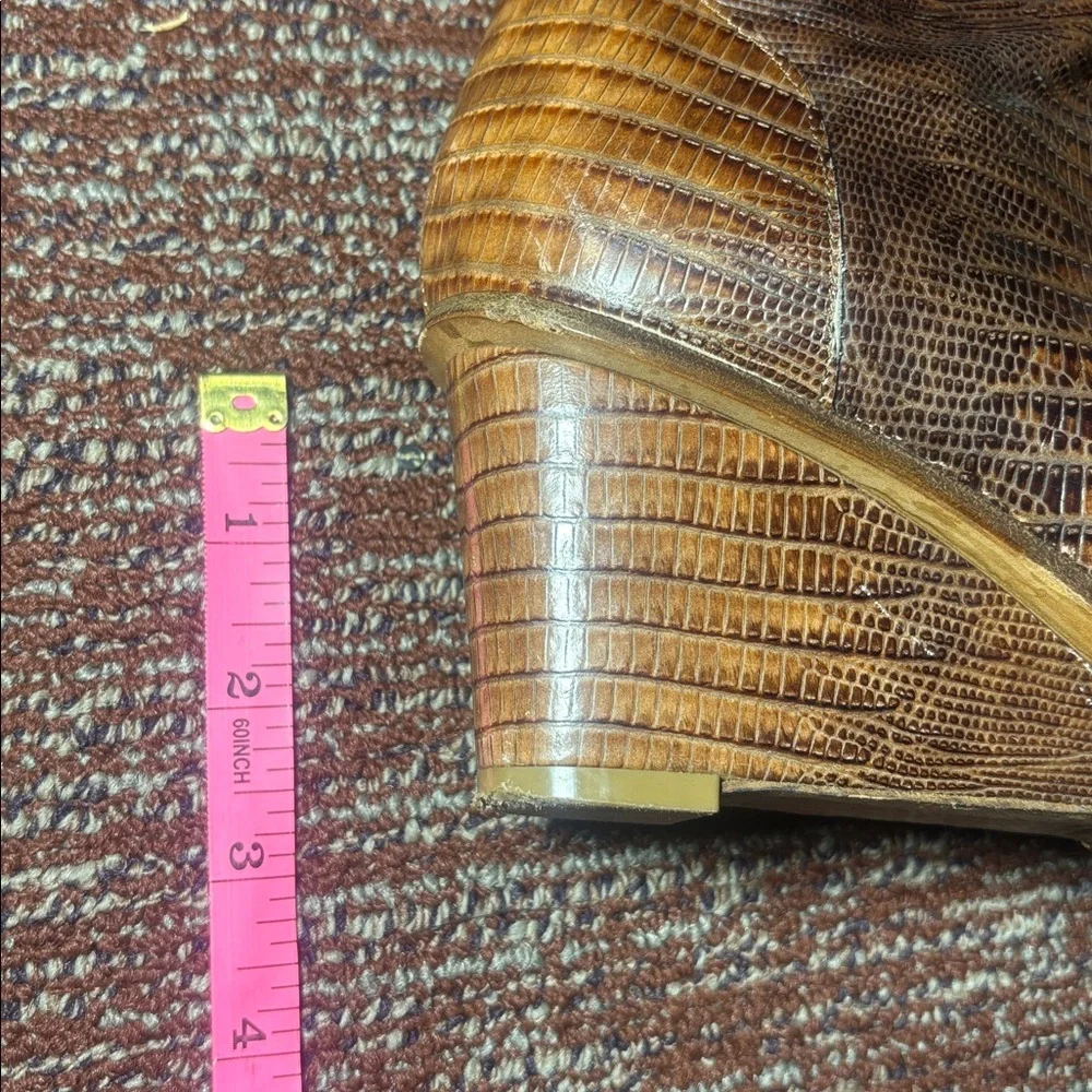 Maison Margiela boots embossed snakeskin Brown Textured Ankle Boots wedge bootie